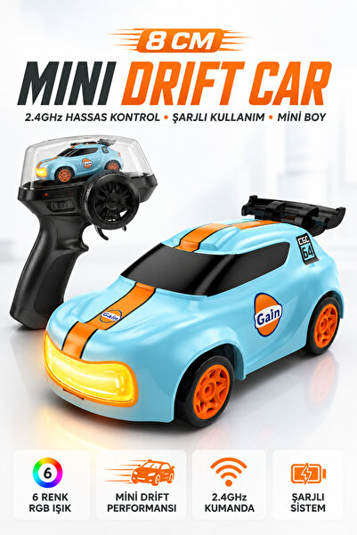 YILDIRIM OYUNCAK Mini RC Drift Arabası 8cm - 2.4GHz Uzaktan Kumandalı Şarjlı ...