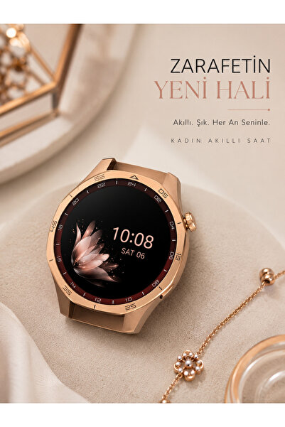 PeacHTec SK-8 Kadın Akıllı Saat Bluetooth Arama AMOLED Ekran 3 Kordonlu IP67 Smart Watch Rose Gold