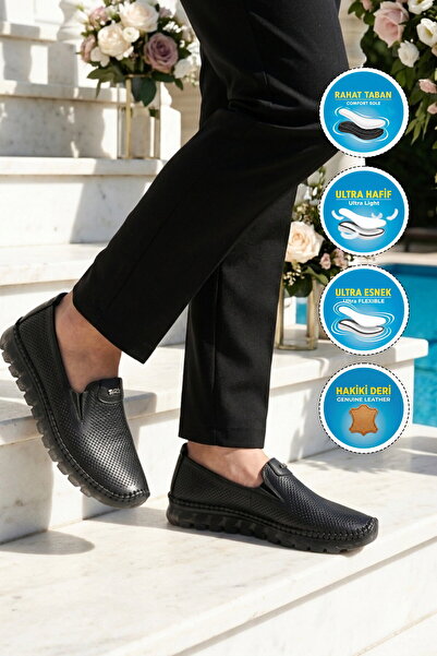 AYAKMOD Black Genuine Leather Women's Casual Shoes 22385 Z