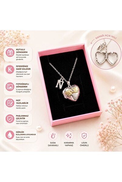 enyessaccessory Fotoğraflı Harfli Anı Kolyesi Çelik Kolye Fotoğraflı Gönderim