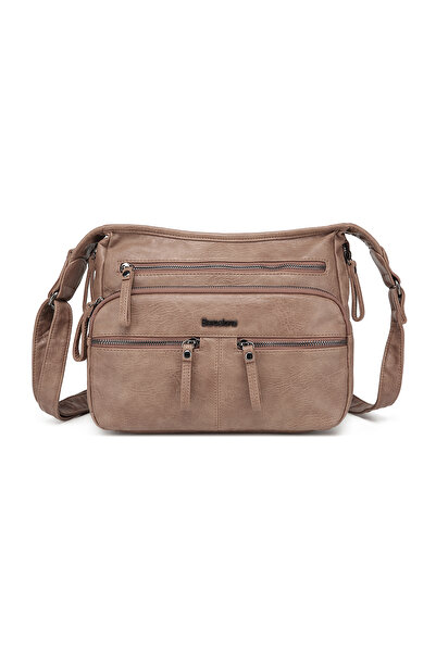 BARCELONA 21K Mink Medium Size Multi-Pocket Daily Women's Postman Shoulder Bag