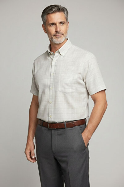 AtlasGiyim Men's Classic Cut Short Sleeve Shirt with Pockets (New Season)