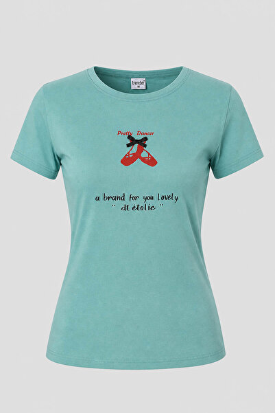 trender Pretty Dancer O-Neck Green Women's T-Shirt 26Ydt1000005