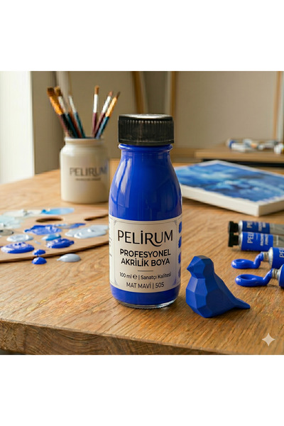 Pelirum Profesyonel Mat Akrilik Boya MAVİ ] 100 ml - Ahşap, Metal, Plastik, C...