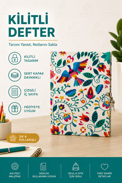Kids Like 14x20 Kilitli Hatıra & Günlük Defteri Sert Kapak 80 Yaprak 1 Adet