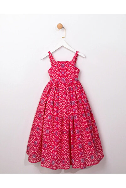 Hyggestylez Girl's Floral Patterned 100% Cotton Square Collar Dress