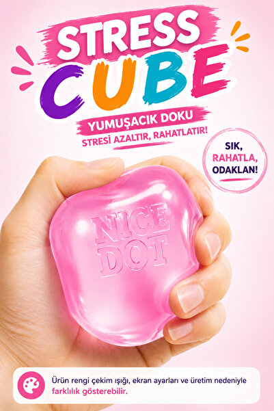 ZİVENTA Pembe Stress Cube Yumuşak Squishy Stres Küpü ASMR Rahatlatıcı Masa Oy...