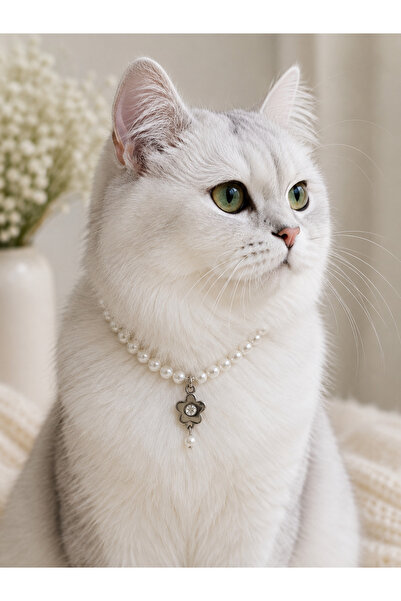 HALHALMILL Stone flower dangle pearl cat necklace