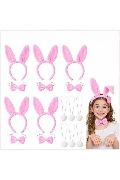 Twin Store Full Pink Color Rabbit Stage Set 6& # Set of 39; Crown Bow Tie Tail