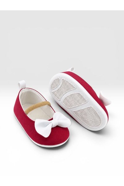 Che Sara Baby First Step Shoes Fabric Orthopedic Non-Slip Bottom Sole with Bow and Velcro Tape Zest Model
