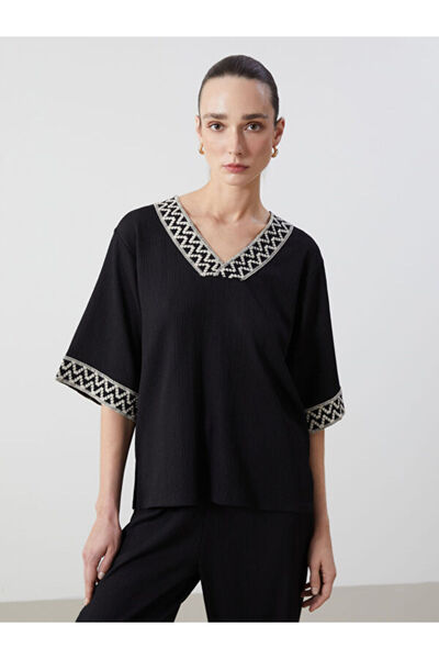 LC Waikiki V-Neck Patterned Women's Blouse