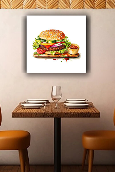 Lucena Μεταλλικός πίνακας τοίχου με θέμα το Cheeseburger και το Fast Food, Δι...