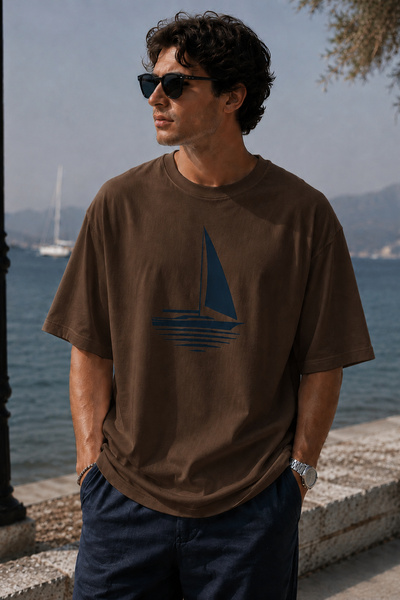 ArtYus Μπλουζάκι Minimal Sailing με στάμπα Unisex Oversize – Βαμβακερό T-Shir...