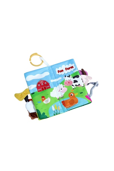 Junios Sensory textile book for babies with rattling elements and textile tai...