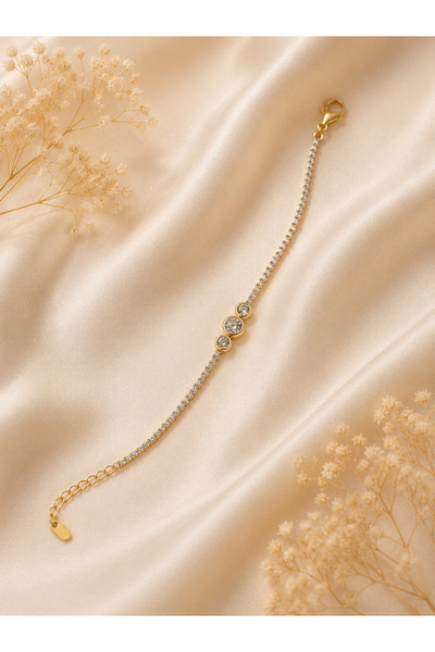 FASHİON JEWELRY NOVA LİNE Zirkon Taşlı Altın Kaplama Su Yolu Kadın Bileklik -...