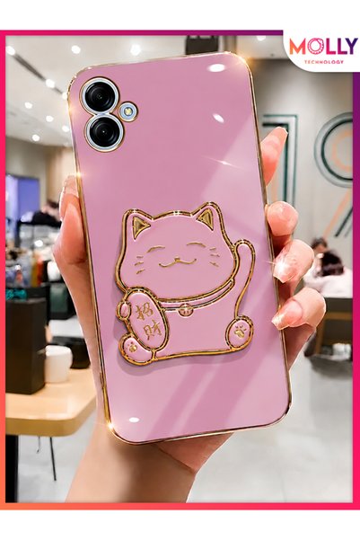 Molly Luxury Silicone Case for Samsung Galaxy A04E with Lilac Edges and Gold ...