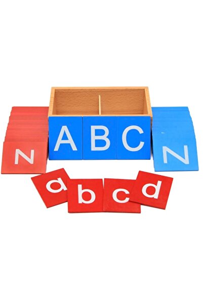 Junios Set of wooden sensory letter plates and storage box