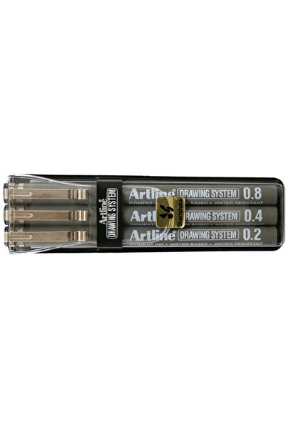 artline Marker pentru desen tehnic ARTLINE, varf fetru (0.2/0.4/0.8mm), 3 buc...
