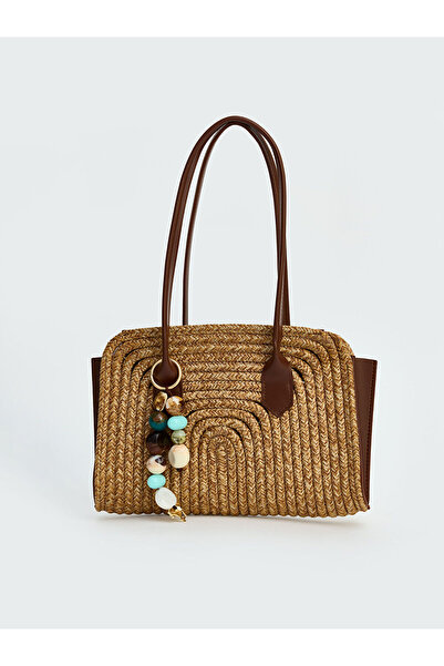 LC Waikiki Ozmarka New Season Women's Straw Shoulder Bag