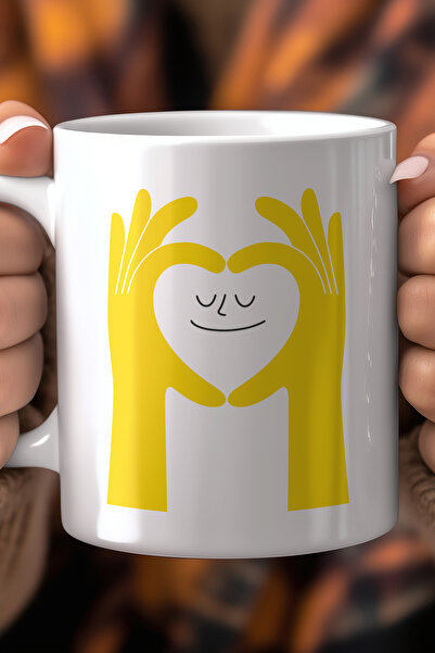 Mio Life كوب سيراميك أبيض سعة 330 مل مطبوع بتصميم الحب والحب