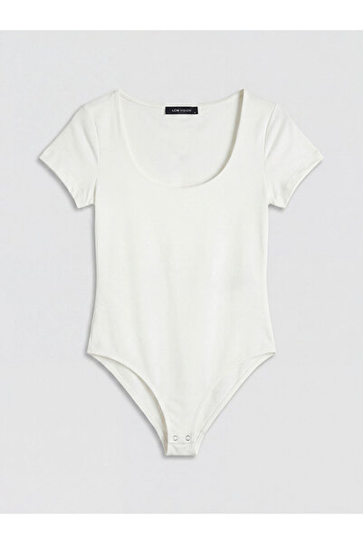 LC Waikiki Rmz Gi̇yi̇m Farkiyla U Roba Collar Women's Snap Fastener Bodysuit