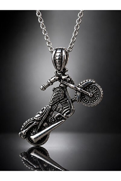 voyageaccessory Stainless Steel Skull Detailed Chopper Biker Motorcycle Pendant