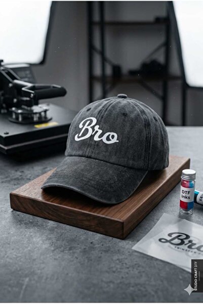 Betülce Unisex kapa sa slovima "Bro", podesiva, izrađena od zastarelog denim ...