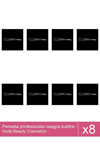Makeup Set of 8x Professional black thin tweezers - One Group