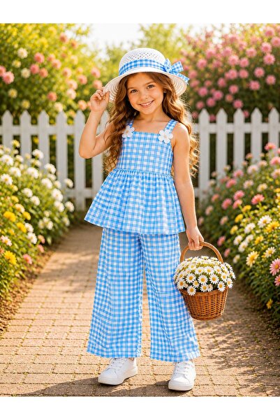 Kuzucuk Kids Bebek Çocuk Butik Kız çocuk Bayramlık Şapkalı Takım 4-9 yaş Pöti...