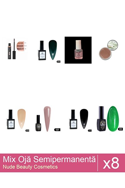 Makeup Set Mix 8 produse Nail Oja: Oja Semipermanenta , Disco Summer , 03 , 8...