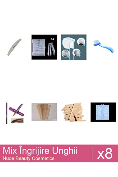 Makeup Set Mix 8 produse Ingrijire Unghii: Perie unghii cu capac pentru depra...