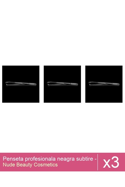 Makeup Set 3x Penseta profesionala neagra subtire - One Group