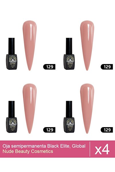 Makeup Set 4x Oja semipermanenta Black Elite, Global Fashion 8 ml,129