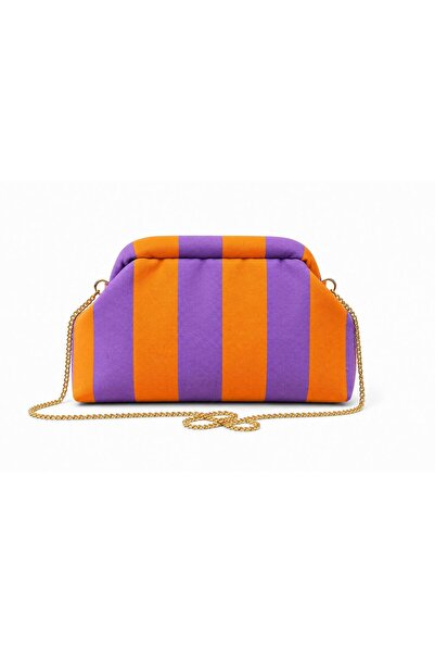 H&D COLLECTİON Polka Dot and Stripe Detailed Fabric Bag En 32 Size 17 cm