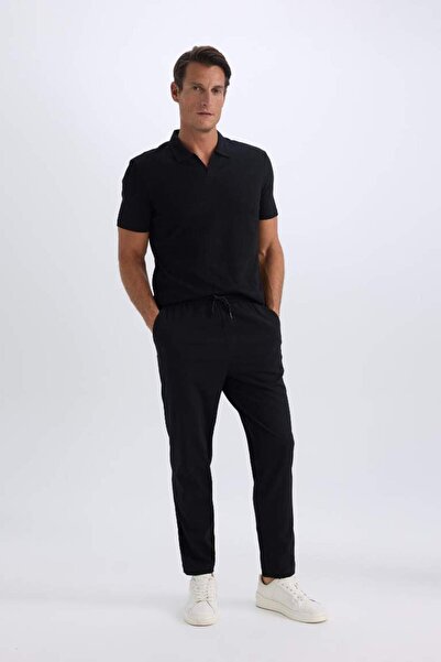 DeFacto Relax Fit Comfortable Cut Straight Leg Crinkle Summer Fabric Trousers