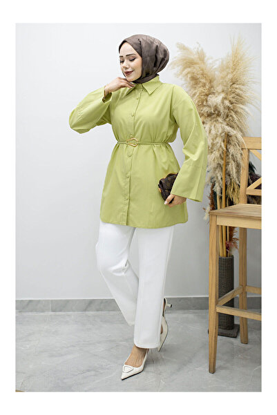 LC Waikiki Nevavm Farkıyla Kuşağı Gold Detailed Shirt Tsd260162 Green