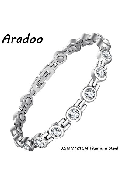 choice2 B-G035SW ARADOO Titanium Steel Bracelets for Women With Zirconia Magn...