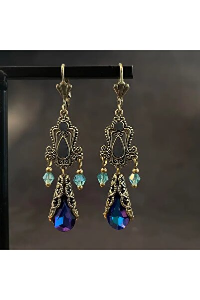 Choice Antique Bronze Plated Vintage Bohemian Ethnic Long Colored Acrylic Cry...