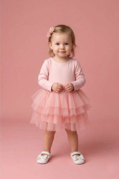 Le Mabelle Baby Girl Ballerina Dress with Powder Tutu Skirt - Miranda