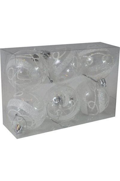 Goliat Set of 6 decorative globes, 6 cm, Goliat, transparent/white, elegant d...