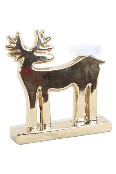 Goliat Suport ceramic pentru lumânări, Goliat, ren, auriu, 20 cm