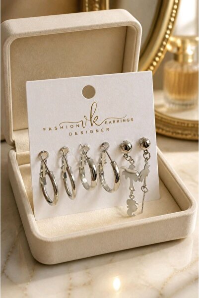 Monalisa Home Figured Colorful Three Pair Multiple Earrings