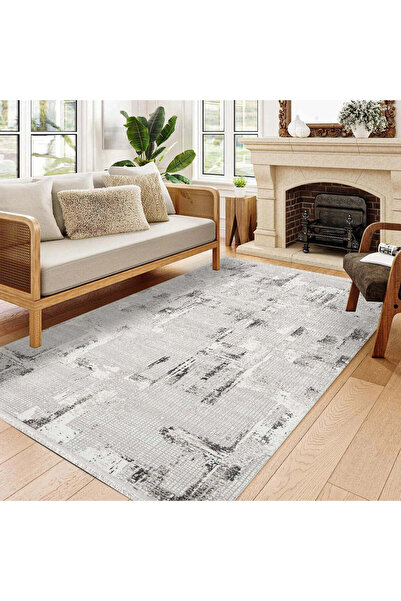 halinet Halı.Net White Modern Washable Non-Slip Living Room Carpet Cr-Galyon-...