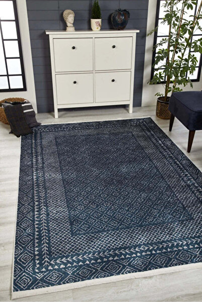 halinet Halı.Net Blue Modern Washable Non-Slip Living Room Carpet Haln-Hln1988