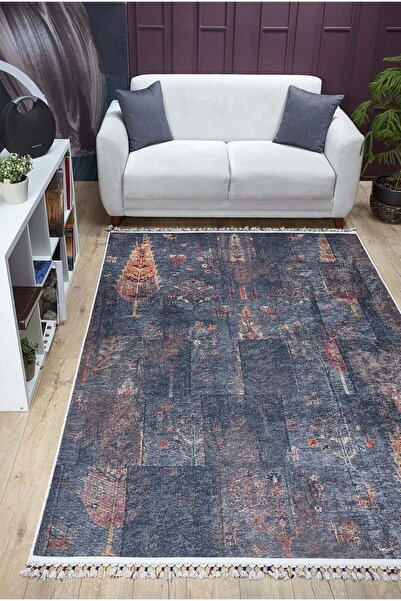 halinet Halı.Net Blue Vintage Antique Washable Non-Slip Living Room Carpet Ha...