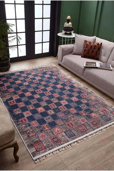halinet Halı.Net Red Modern Washable Non-Slip Living Room Carpet Haln-Hln5025