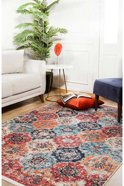 halinet Halı.Net Multi-Colored Ethnic Bohemian Washable Non-Slip Living Room ...
