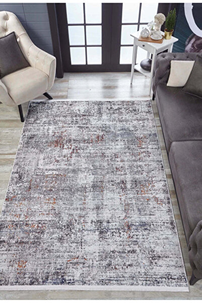 halinet Halı.Net Gray Modern Washable Non-Slip Living Room Carpet Haln-Hln1639