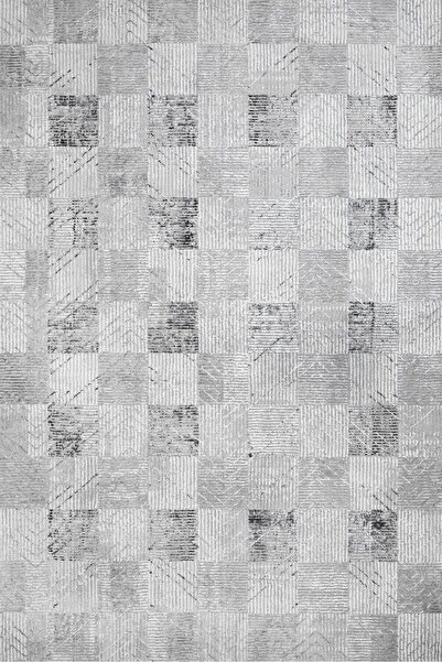 halinet GeometrikModern Makinede Yıkanabilir Hav Toz Vermez Kaymaz Taban Diji...