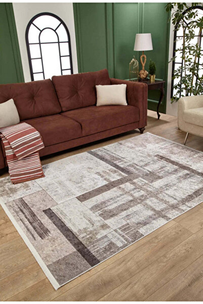 halinet Halı.Net Cream Modern Washable Non-Slip Living Room Carpet Haln-Hln2003